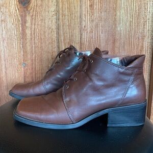 Vintage Artiva Brown Leather Oxford Lace-Up Block Heel Shoes Women’s Size 8.5M